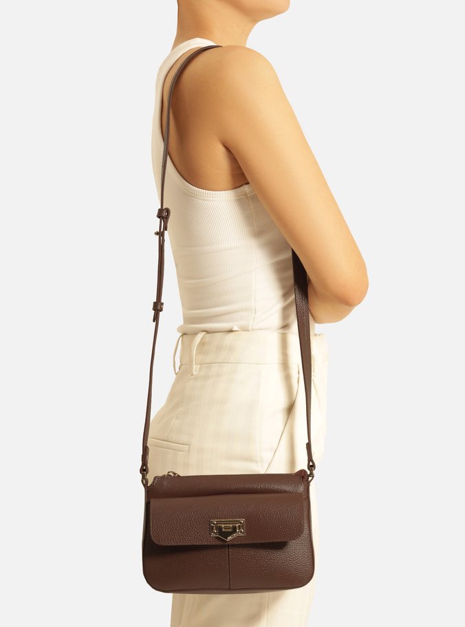 Bolsa Tiracolo Marrom Escura Pequena Encaixe Metal