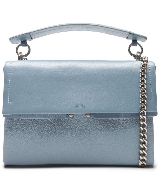 Bolsa Satchel Azul Couro Cora Pequena New Cielo