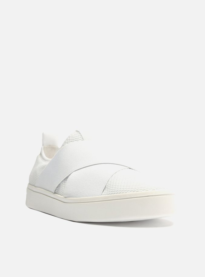 Slip On Branco Tecido Sola Baixa Elásticos