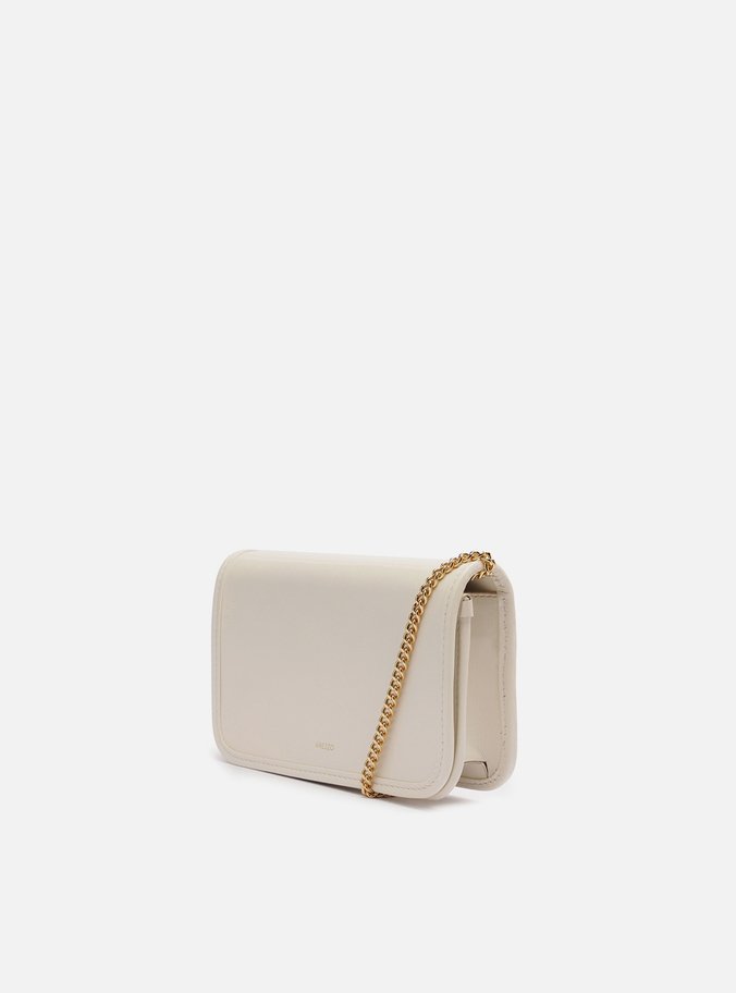 Bolsa Tiracolo Branca Couro Pequena Corrente