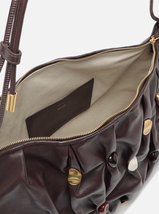 Bolsa Hobo Marrom Couro Grande Aplicações