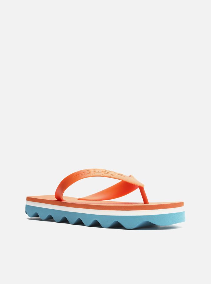 Chinelo de Dedo Laranja Flatform Multicolorido Brizza
