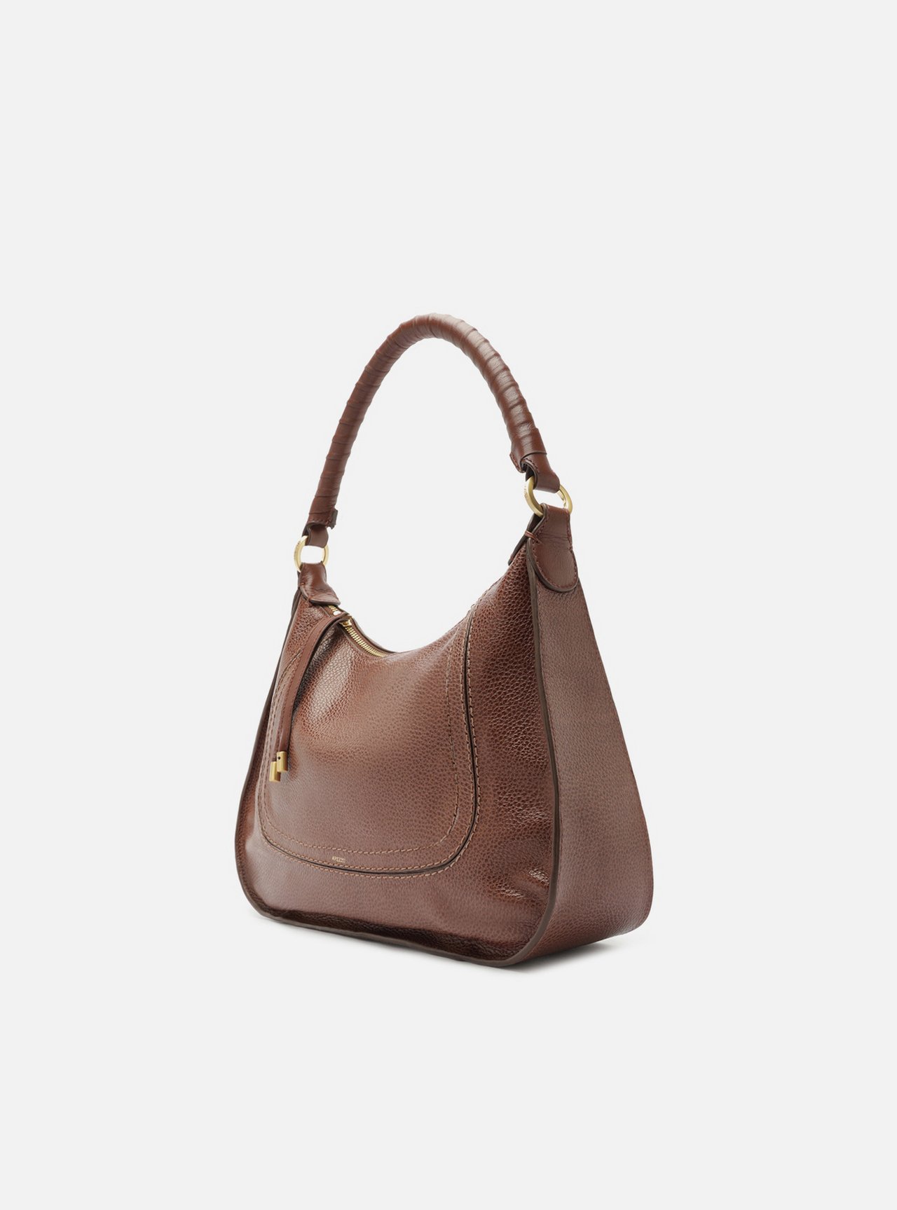 Bolsa Hobo Marrom Couro Média Alça Trançada — foto 2