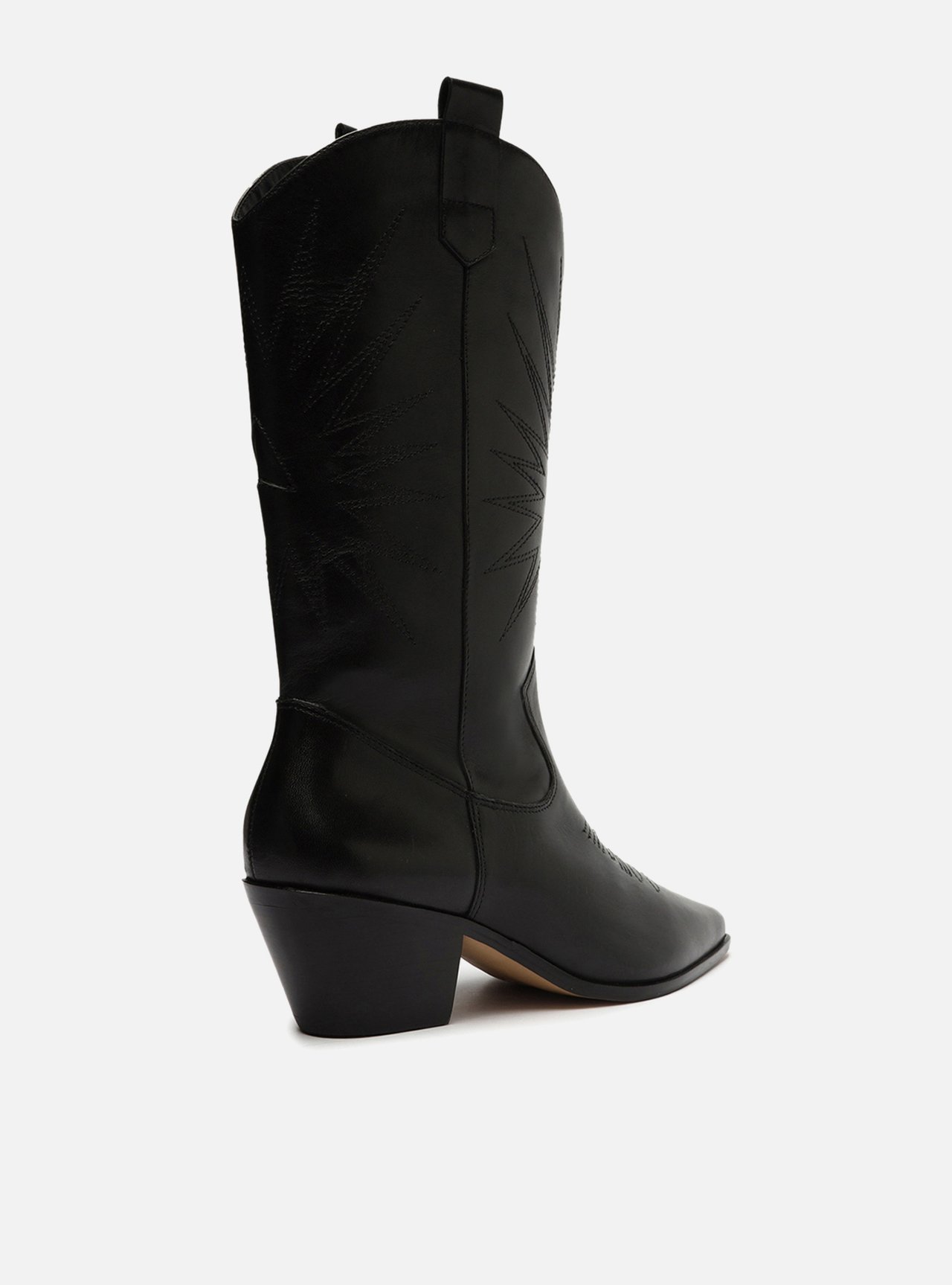 Bota Preta Couro Cano Médio Western — foto 3