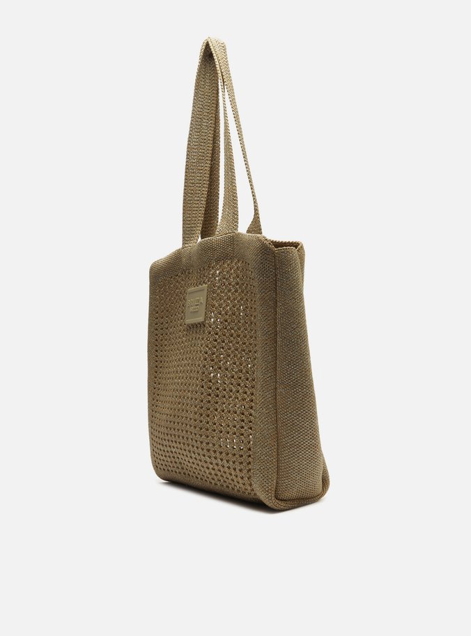 Bolsa Shopping Dourada Metal Grande