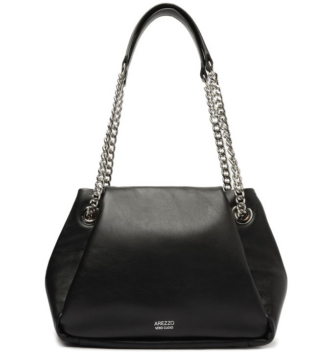 Bolsa Tiracolo Preta Couro Clara Média