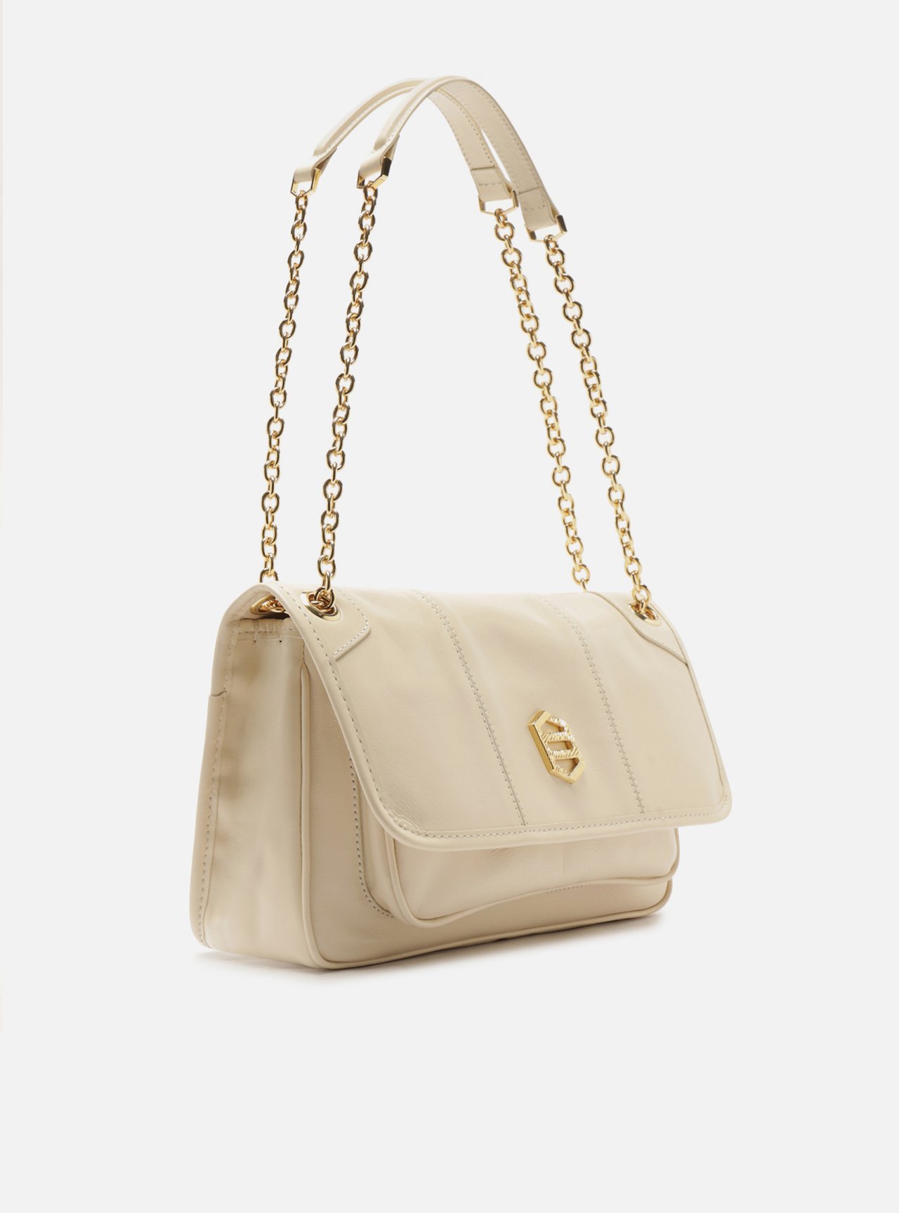 Bolsa Tiracolo Marrom Couro Média Alça Corrente — foto 5