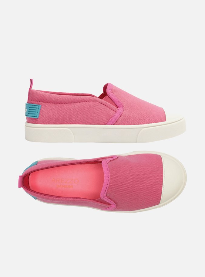 Tênis Slip On Rosa Lona Elásticos Bambini