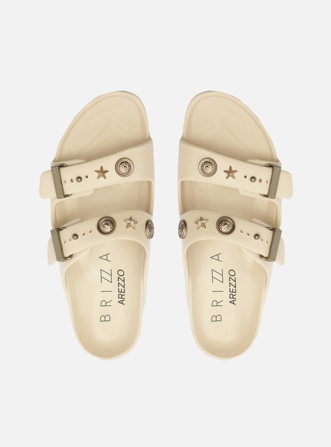 Slide Off-White Flatform Tiras Brizza Aplicações