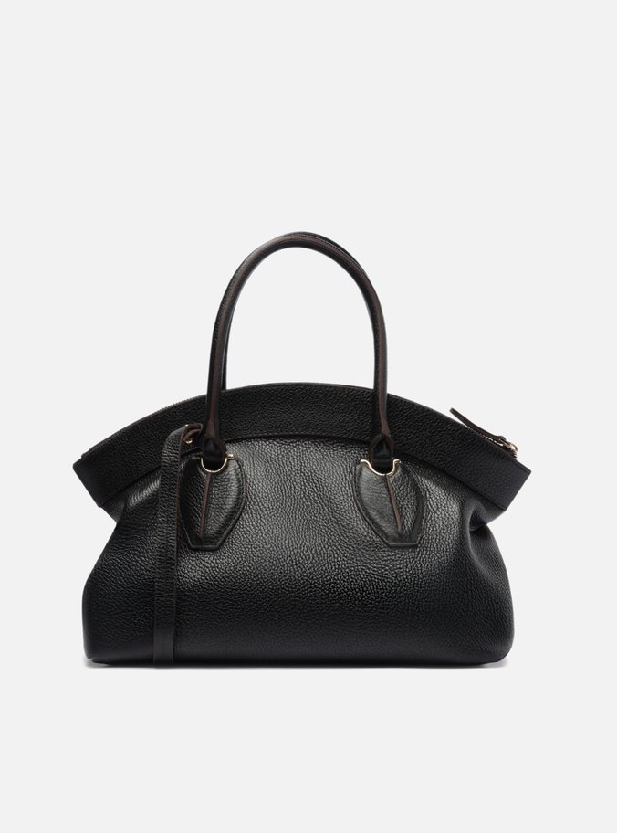 Bolsa Tote Preta Couro Grande Moderna