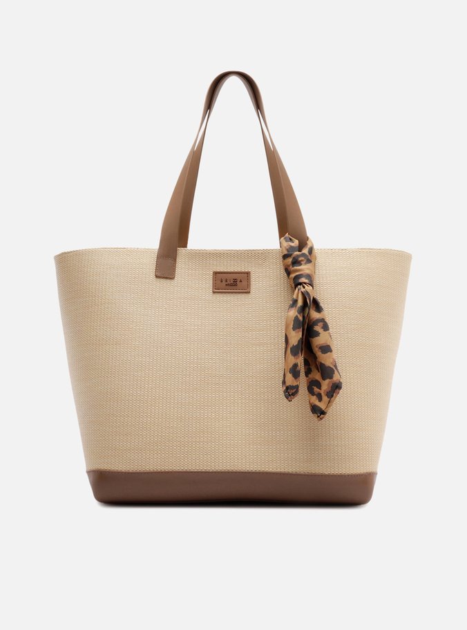 Bolsa Shopping Marrom Tramada Grande Lenço