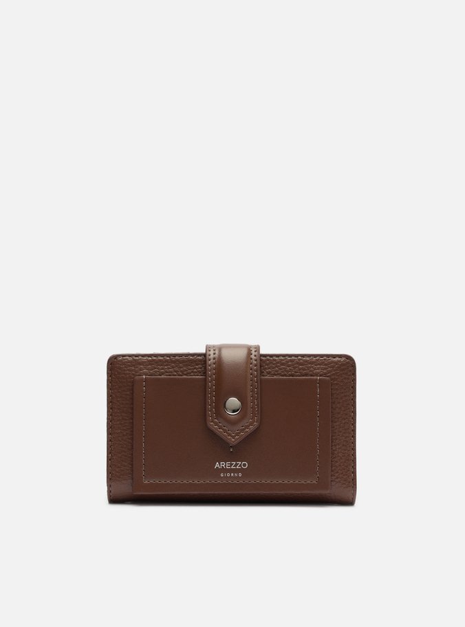 Carteira Marrom Pequena Bolso Botão
