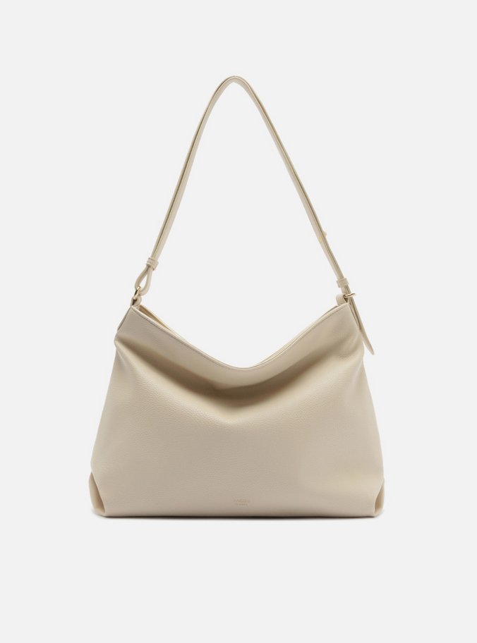 Bolsa Hobo Off White Média Granulada Metais