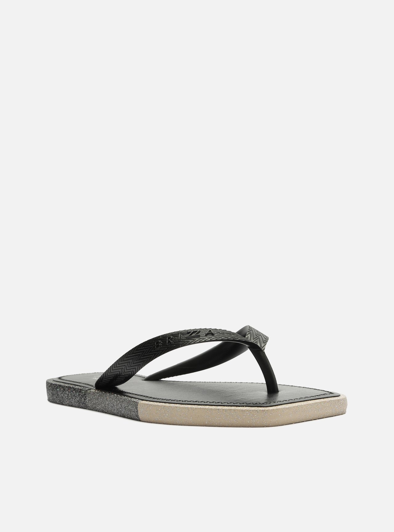 Chinelo de Dedo Preto Glitter Square Brizza — foto 2