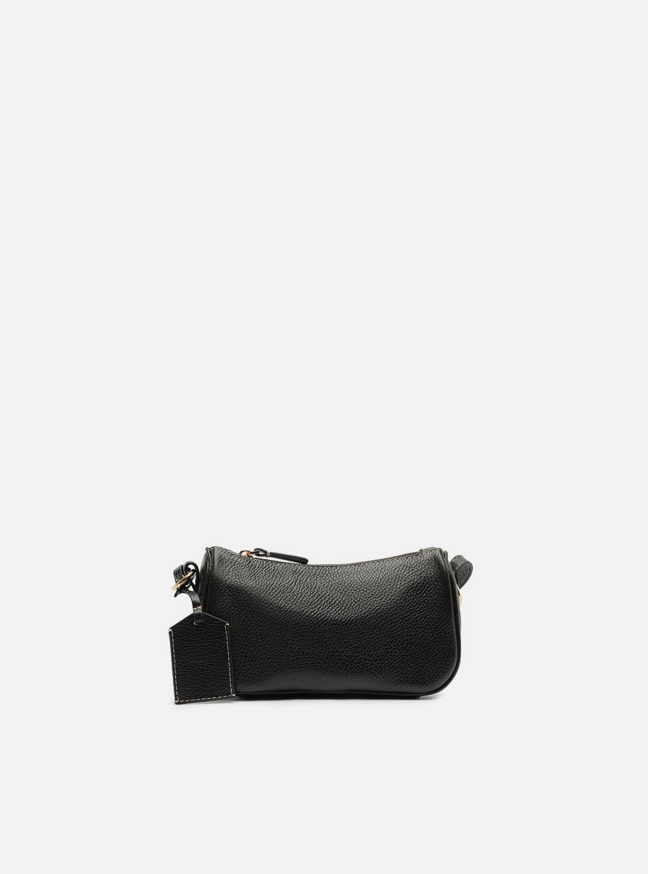 Bolsa Shoulder Preta Couro Pequena Metais — foto 1