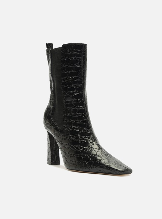 Bota Preta Cano Médio Salto Alto Bloco