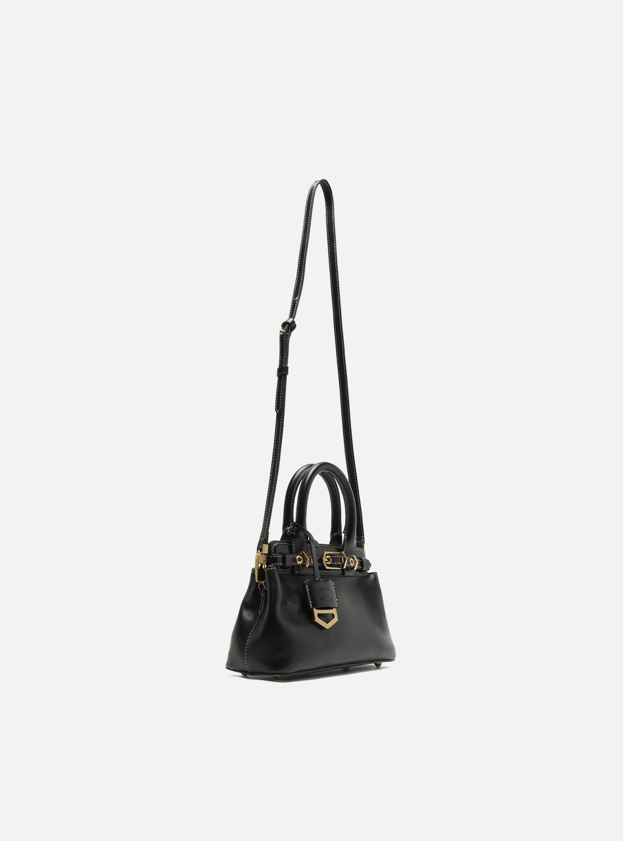 Bolsa Tote Preta Couro Pequena Bag Charm Victória — foto 5