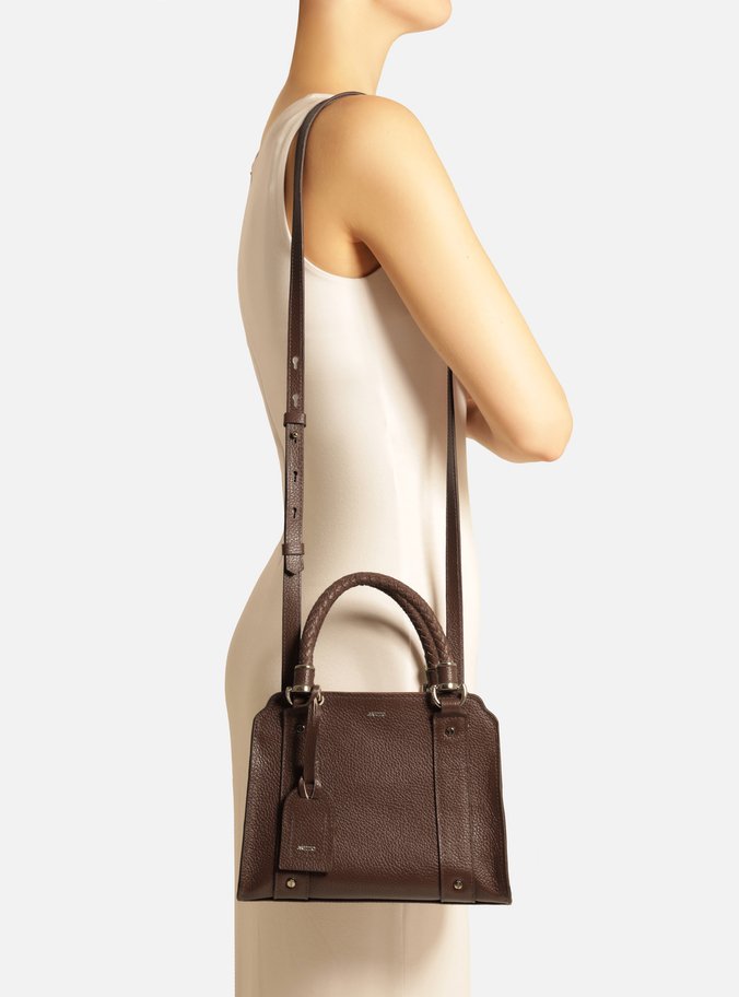 Bolsa Tote Marrom Escuro Couro Piazza Média