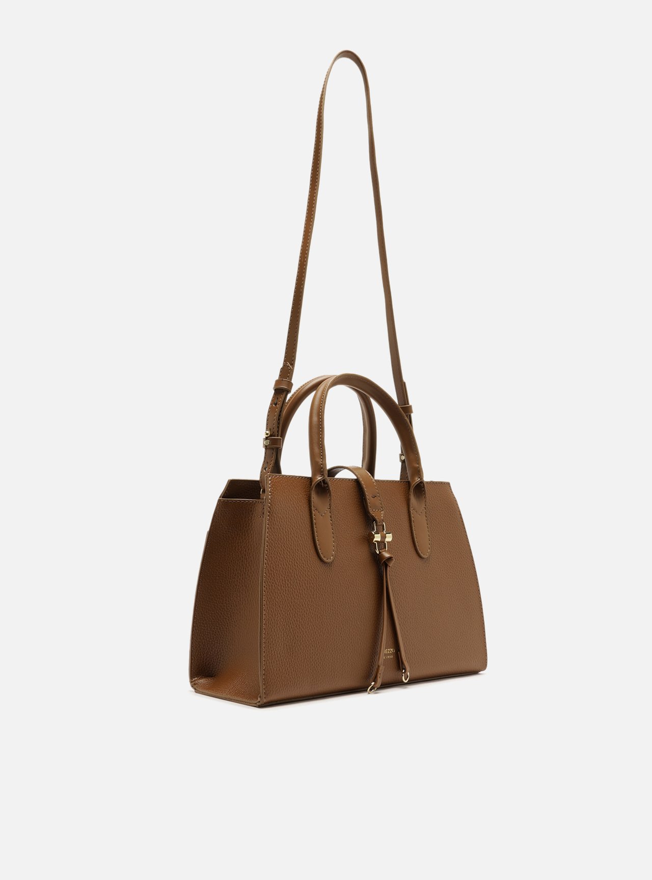Bolsa Tote Marrom Grande Metal Tiras Frontais — foto 5