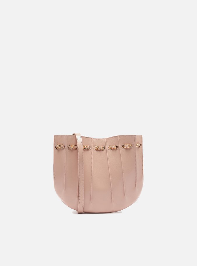 Bolsa Tiracolo Pequena Couro Rosa Corrente