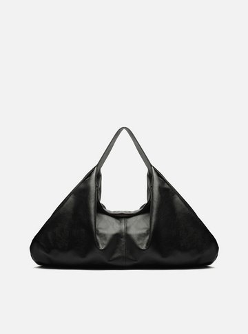 Bolsa Hobo Preta Couro Grande Livia