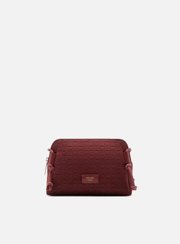Bolsa Tiracolo Bordô Camurça Tressê Pequena