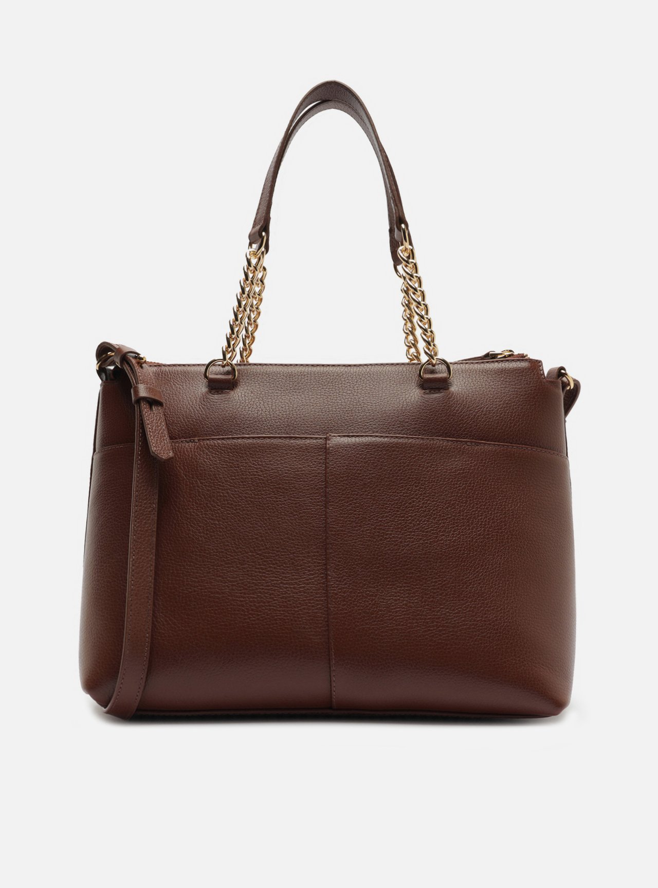 Bolsa Tote Marrom Couro Grande Alça Corrente — foto 3