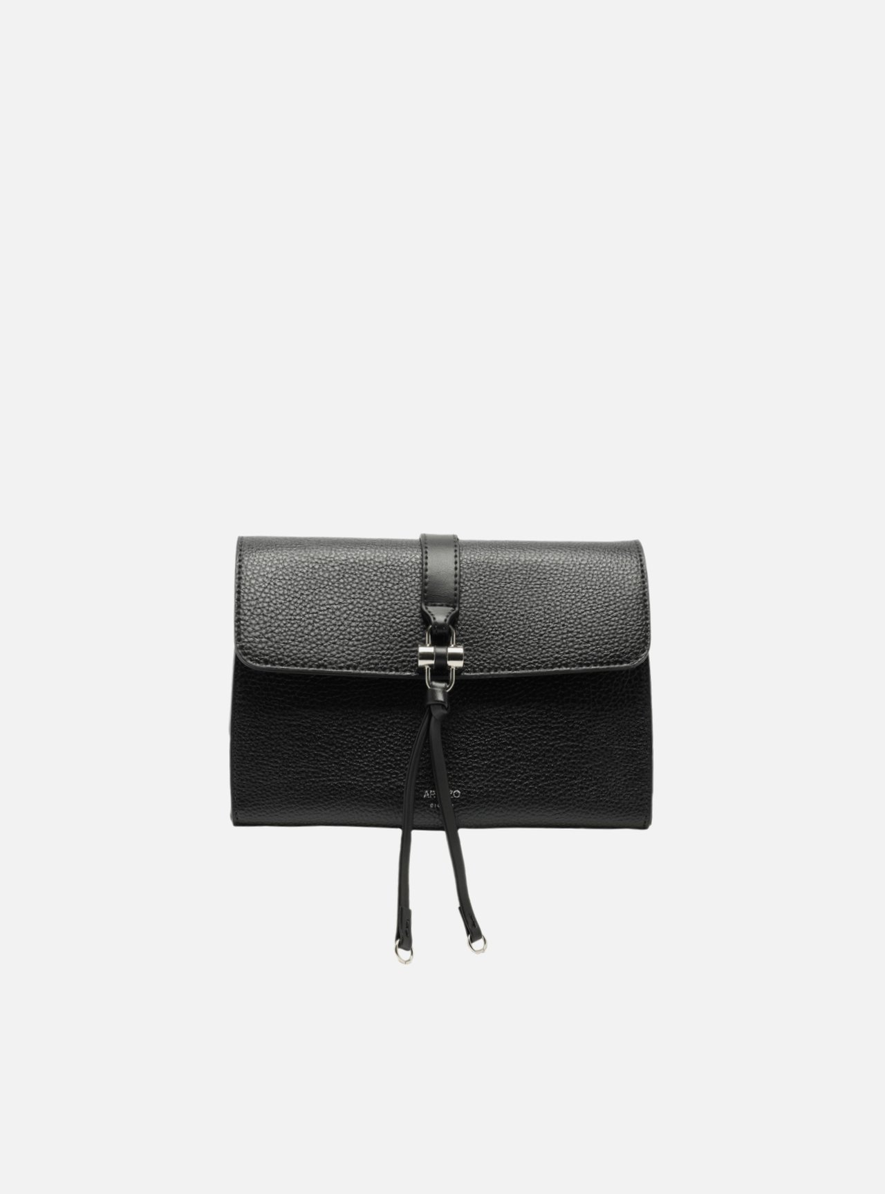 Bolsa Tiracolo Preta Pequena Detalhe Tiras Metal