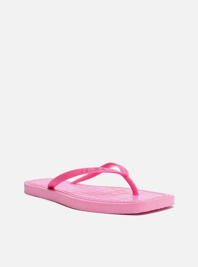 Chinelo de Dedo Rosa Square Palmilha Croco
