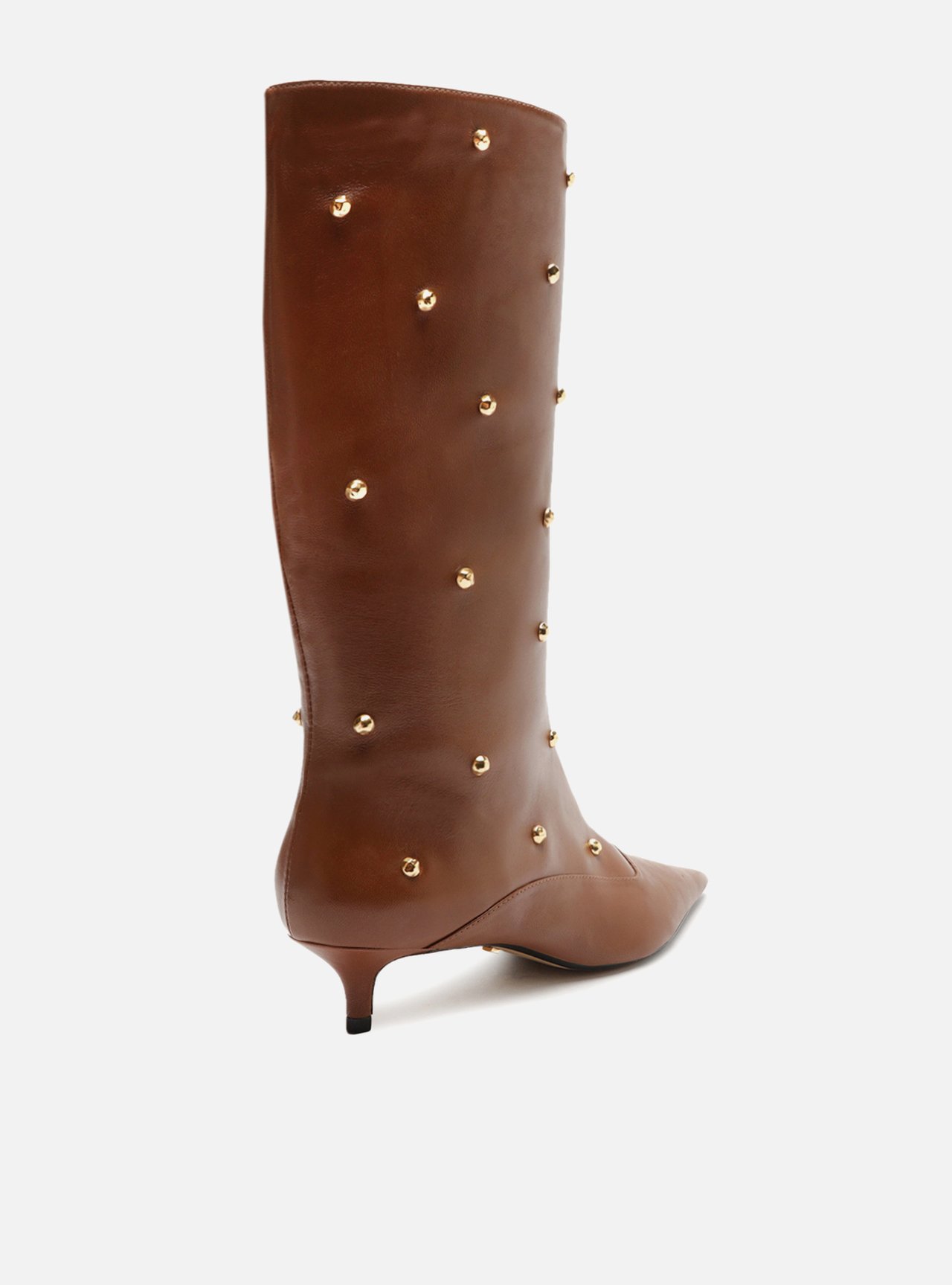 Bota Marrom Couro Cano Médio Studs — foto 3