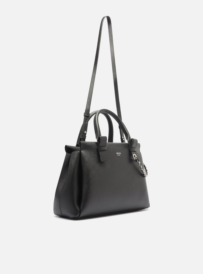 Bolsa Tote Preta Grande Corrente Extra