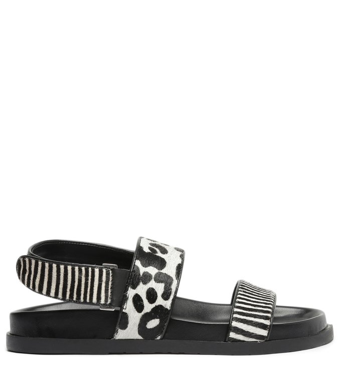 Papete Animal Print Pelo Flatform Preta