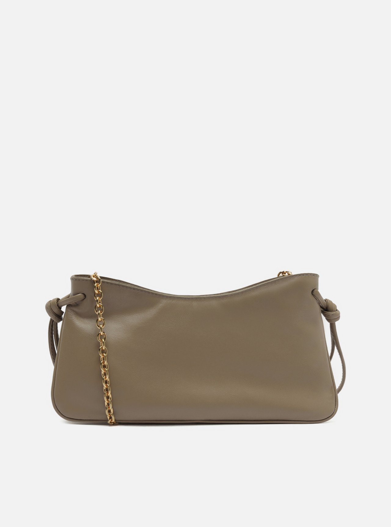 Bolsa Shoulder Cinza Couro Grande Corrente — foto 3