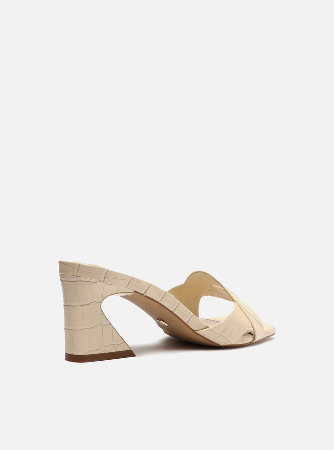 Sandália Off-White Croco Bico Quadrado Flare