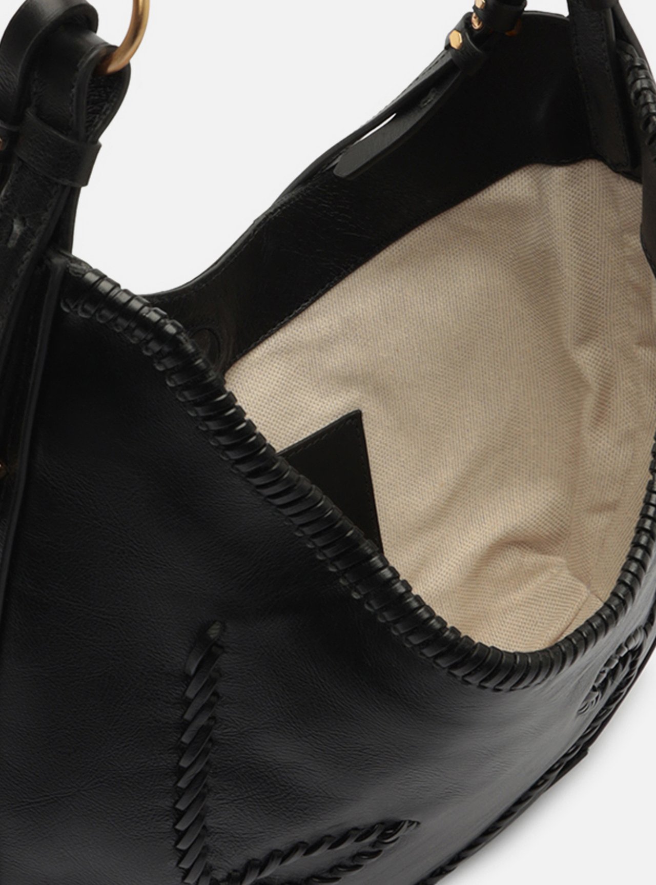 Bolsa Hobo Preta Couro Média Tressê — foto 4