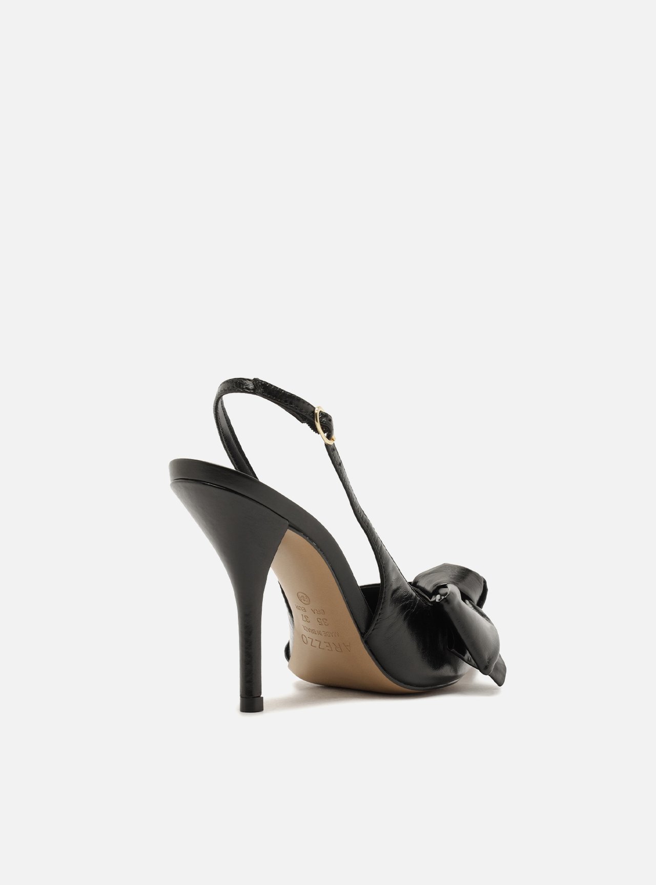 Scarpin Preto Couro Salto Fino Laço Slingback — foto 3