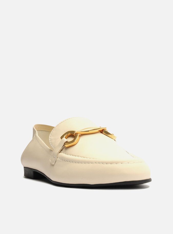 Mocassim Off-White Couro Bridão Metálico Luma