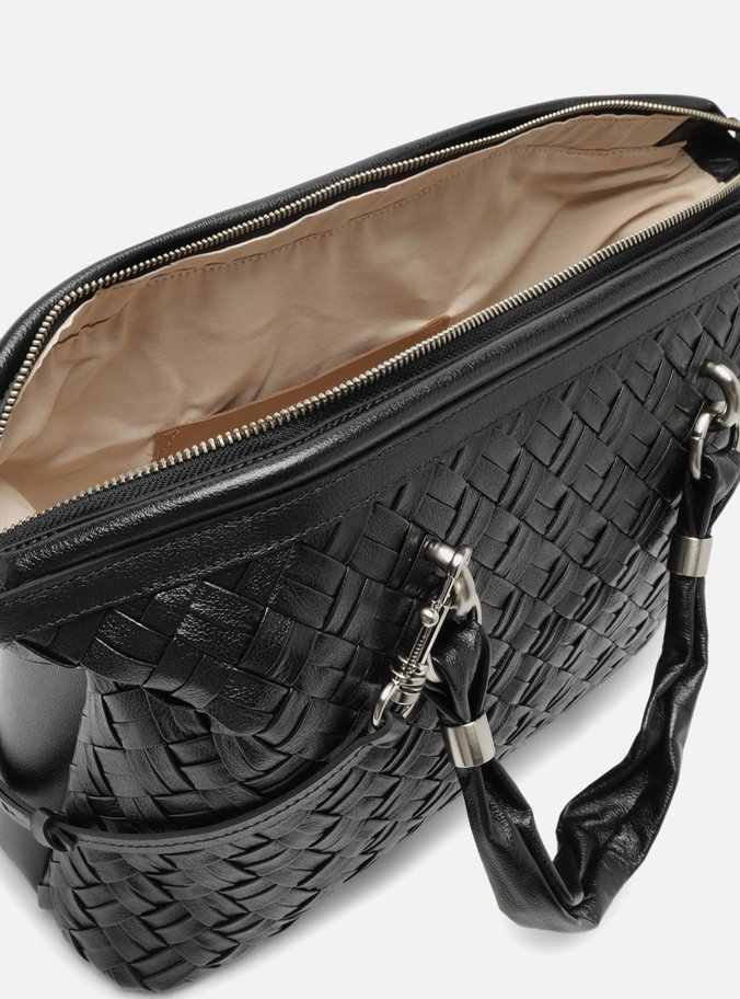 Bolsa Bowling Preta Couro Grande Tressê Maxi