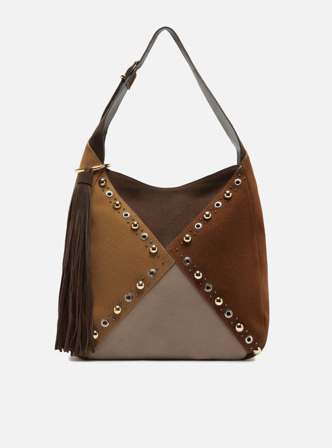 Bolsa Hobo Marrom Mix Couro Becca Grande