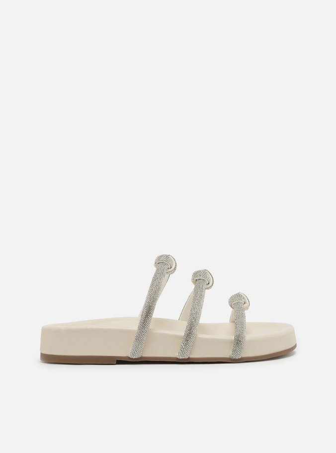 Papete Off-White Tiras Nós Strass Glam