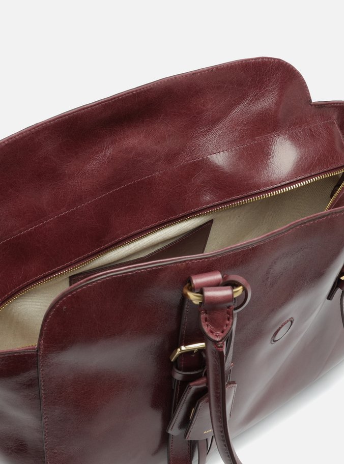 Bolsa Tote Vermelha Couro Estonado Grande Metal