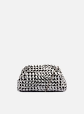 Bolsa Tiracolo Prata Tressê Média Corrente