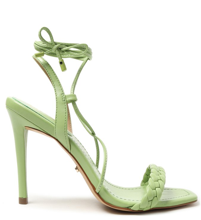 Sandália Verde Salto Fino Amarração Bambu Green