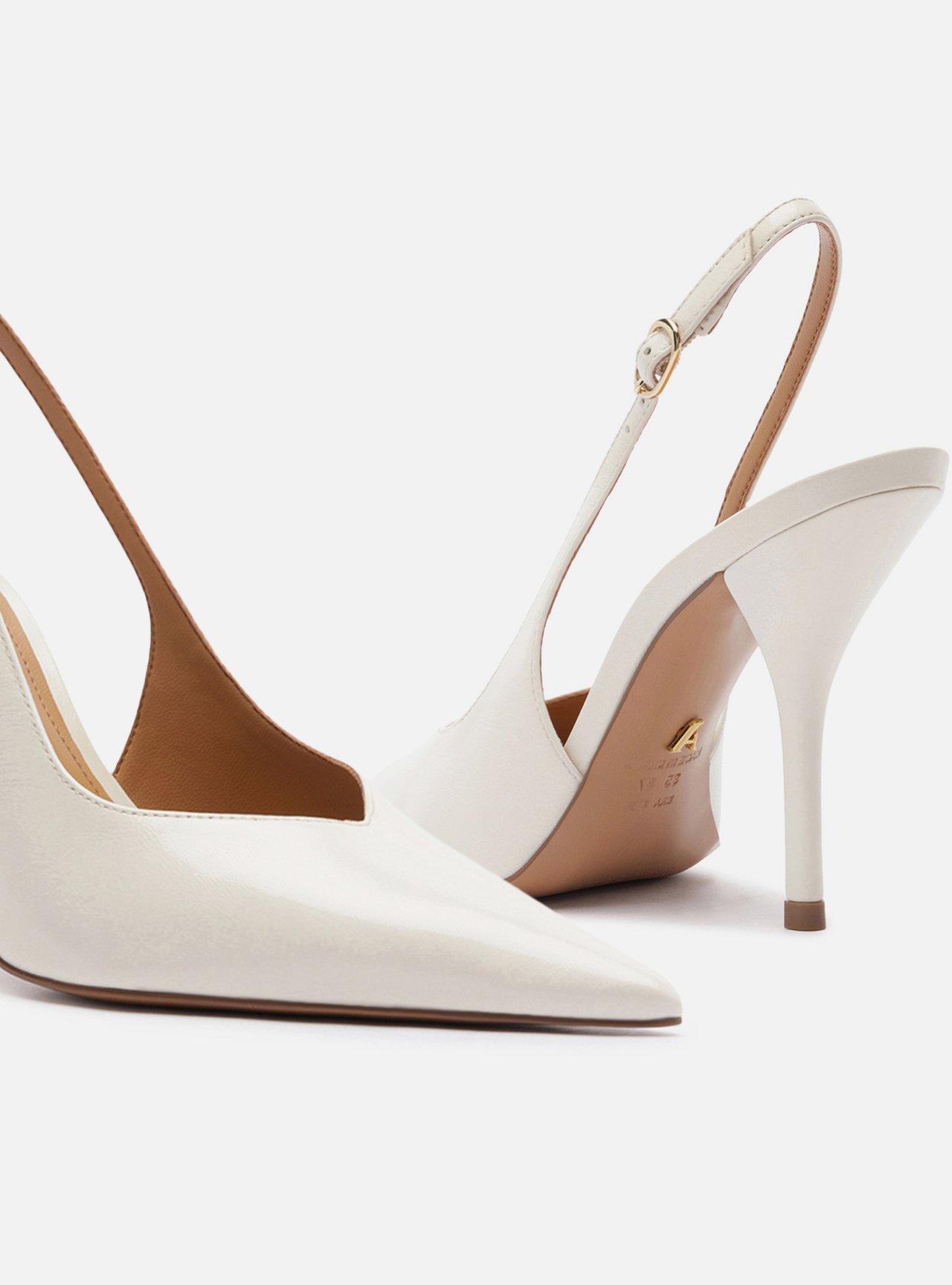 Scarpin Branco Couro Salto Fino Slingback — foto 4