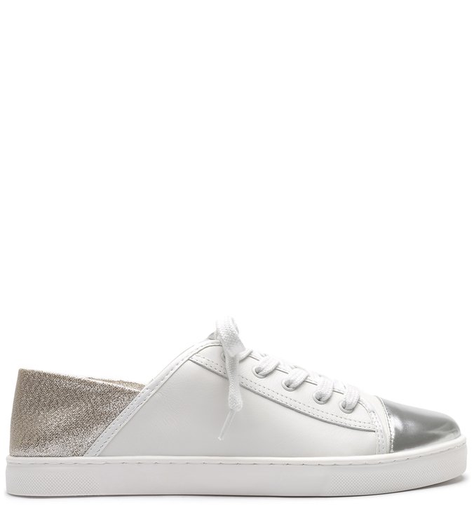 Tênis Branco Biqueira Metalizada