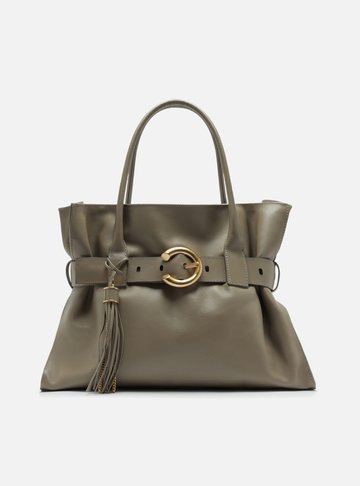 Bolsa Shopping Cinza Couro Isa Grande