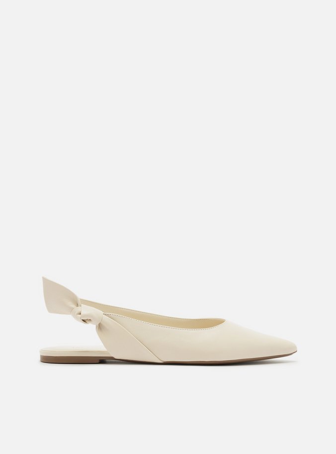 Sapatilha Off-White Couro Slingback Nó