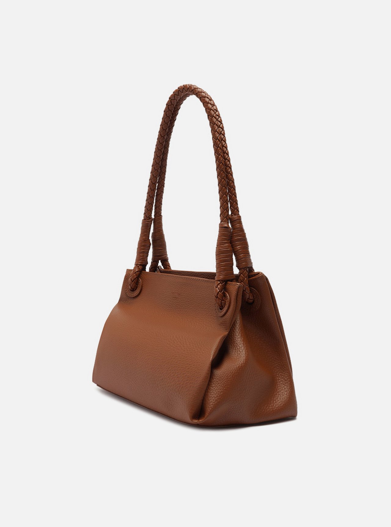 Bolsa Shoulder Marrom Média Alça Trançada — foto 2