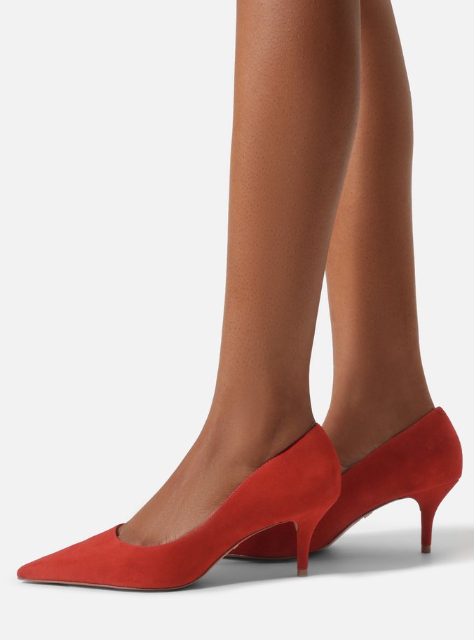 Scarpin Vermelho Camurça Salto Fino Essencial 60