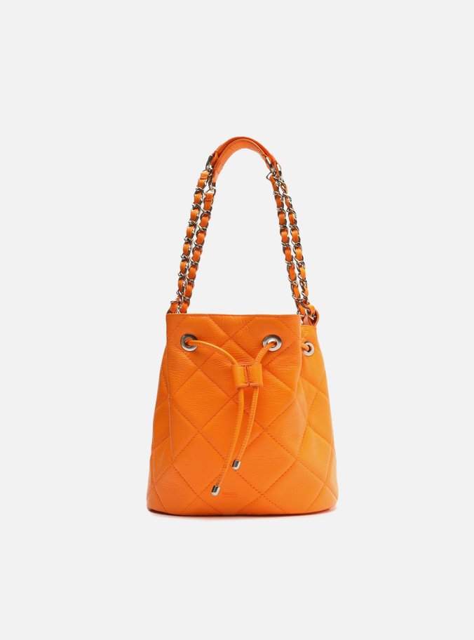 Bolsa Bucket Laranja Couro Mizz Média